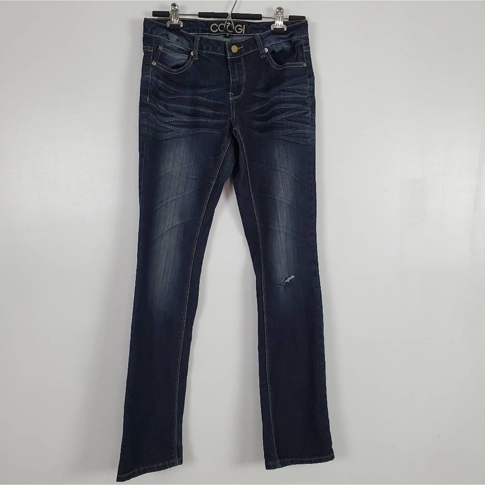 COOGI jeans, dark wash, rainbow pocket logos - Picture 2 of 7